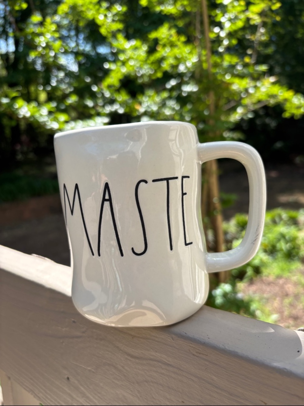 Rae Dunn Cream Ceramic Mug with Black Lettering - Namaste